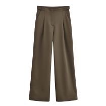 Fashion Coffee Color Side Wide Leg Trousers