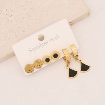 Fashion 8# Sector Stainless Steel Geometric Sector Earring Set