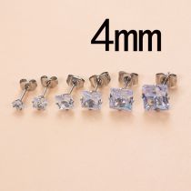 Fashion 4mm Silver Stainless Steel Diamond-encrusted Geometric Piercing Nails (single)
