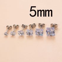 Fashion 5mm Silver Stainless Steel Diamond-encrusted Geometric Piercing Nails (single)