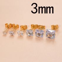 Fashion 3mm Gold Stainless Steel Diamond-encrusted Geometric Piercing Nails (single)