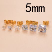 Fashion 5mm Gold Stainless Steel Diamond-encrusted Geometric Piercing Nails (single)