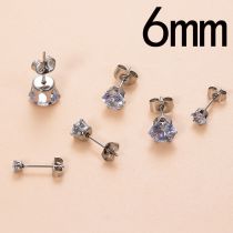 Fashion 6mm Silver Stainless Steel Diamond-encrusted Geometric Piercing Nails (single)