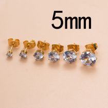 Fashion 5mm Gold Stainless Steel Diamond-encrusted Geometric Piercing Nails (single)