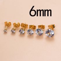 Fashion 6mm Gold Stainless Steel Diamond-encrusted Geometric Piercing Nails (single)
