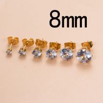 Fashion 8mm Gold Stainless Steel Diamond-encrusted Geometric Piercing Nails (single)