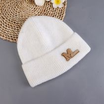Fashion Milky White Letter Embroidered Knitted Beanie