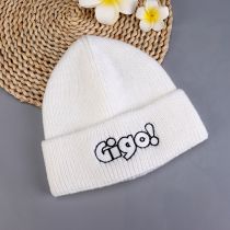 Fashion Milky White Letter Embroidered Beanie
