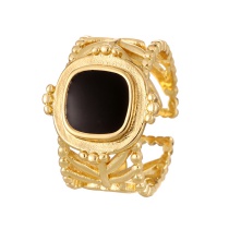Fashion Golden 1 Copper Drip Oil Square Ring