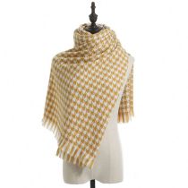 Fashion Houndstooth Yellow Faux Cashmere Houndstooth Scarf