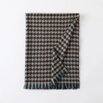 Fashion New Chidori-blue Coffee Faux Cashmere Houndstooth Scarf
