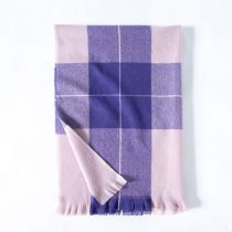 Fashion Light Purple Plaid Sheep Check Fringed Scarf