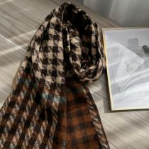 Fashion Coffee 65*185 Faux Cashmere Houndstooth Scarf
