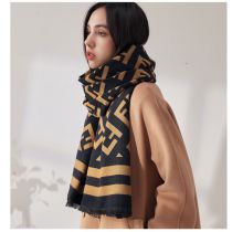 Fashion Champagne Gold. Faux Cashmere Printed Reversible Scarf