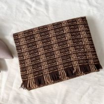 Fashion Xiaoxiangfeng Coffee Polyester Check Print Scarf