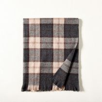 Fashion Gray Rice Plaid Color Matching Faux Cashmere Plaid Fringed Scarf