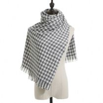 Fashion 70*185cm Gray-houndstooth Faux Cashmere Houndstooth Fringed Scarf