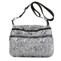 Fashion Silver Cotton Rhombus Large Capacity Shoulder Bag