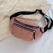 Fashion Pink Large-capacity Corduroy Cross-body Chest Bag
