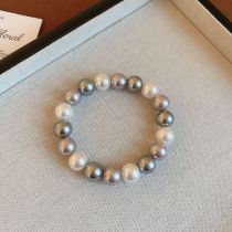 Fashion Bracelet-grey-10mm Geometric Pearl Beads Bracelet