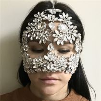 Fashion Silver Geometric Diamond Flower Mask