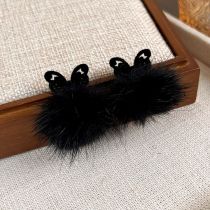 Fashion C Black Fur Ball Geometric Hollow Butterfly Hair Ball Stud Earrings
