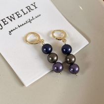 Fashion D Blue And Purple Gradient Earrings Gradient Shell Bead Hoop Earrings