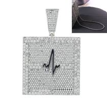 Fashion 3mm*22inch Silver Twist Chain + Pendant Silver Alloy Oil Drop Ekg Diamond Square Necklace