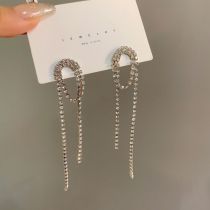 Fashion Silver Alloy Diamond Tassel Earrings
