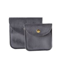 Fashion Dark Gray Square-small Double-sided Velvet 6.5x6.5cm 10 Pcs Velvet Snap Jewelry Bag