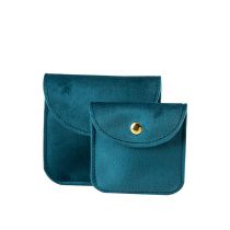 Fashion Peacock blue square-small double-sided velvet 8x8cm 10 pcs Velvet Snap Jewelry Bag