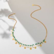 Fashion Blue Rice Beads Stitched Heart Waist Chain