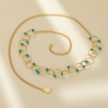 Fashion Blue Geometric Rice Beads Spliced Copper Chain Waist Chain