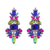 Fashion Blue Color Alloy Diamond Geometric Earrings