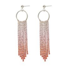 Fashion Pink Alloy Diamond Claw Chain Tassel Earrings