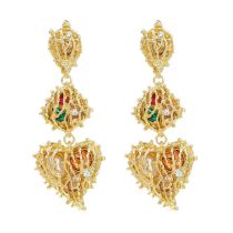 Fashion Gold Alloy Diamond Geometric Hollow Earrings