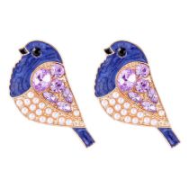Fashion Purple Geometric Diamond-drip Bird Stud Earrings