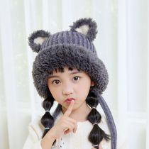 Fashion Grey Acrylic Knitted Ear Protection Children's Hood