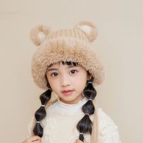 Fashion Khaki Acrylic Knitted Ear Protection Children's Hood