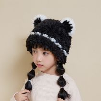 Fashion Black Plush Children's Bear Hat