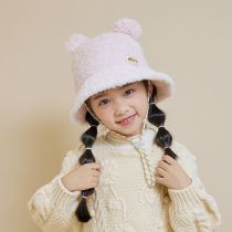 Fashion Pink Teddy Velvet Children's Bear Fisherman Hat