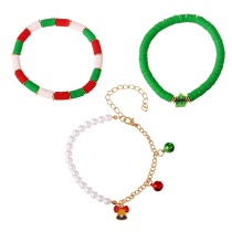 Fashion Color Alloy Oil Dripping Christmas Series Soft Clay Bracelet 3-piece Set