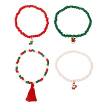 Fashion Color Alloy Oil Dripping Christmas Series Soft Clay Bracelet Set Of 4 Pieces