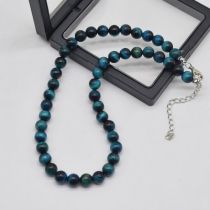 Fashion 02 Blue Alloy Geometric Beaded Necklace