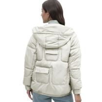 Fashion White Bright Color Stand Collar Down Padded Jacket Thickened Cotton Jacket