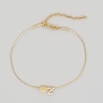 Fashion Z Alloy Copper Chain Electroplated Gold Heart-shaped 26 Letter Bracelet