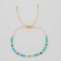 Fashion Lake Blue Rice Beads Braided Bracelet