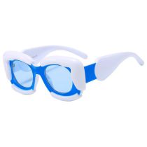 Fashion White And Blue Frame Ac Bubble Large Frame Sunglasses