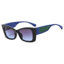Fashion Black Frame Gray Blue Film Ac Cat Eye Color Block Sunglasses
