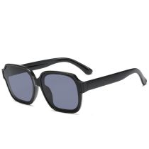 Fashion Glossy Black Framed Gray Film Ac Polygon Large Frame Sunglasses